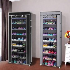 Shoe Rack 10 Layers 9 Shelf Shoes Storage Organizer Cabinet Dustproof Standing