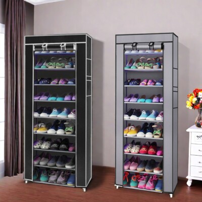 Ebay Shoe Rack Storage Shoe Rack 10 Layers 9 Shelf Shoes Storage Organizer Cabinet Dustproof ...
