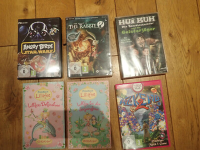 6 x PC CD Rom Spiele Angry Birds Star Wars The Rabbit Hui Buh Lillifee Azkend 2