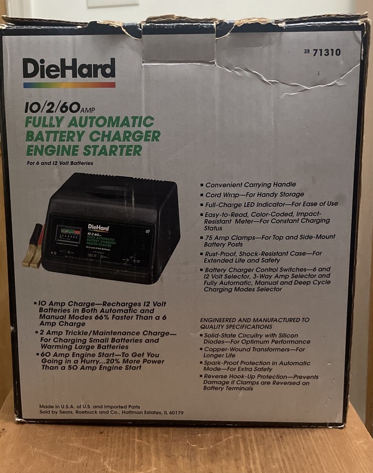 Sears DieHard 12V 10/2/60 Amp Battery Charger Engine Starter Model 200