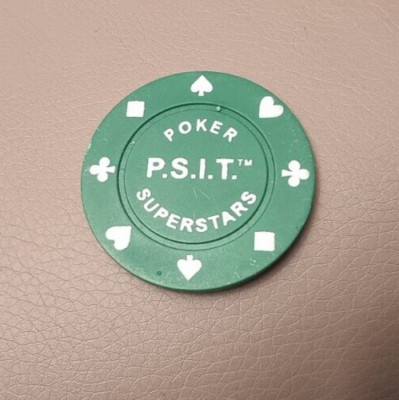 20 x P.S.I.T. CASINO POKER SUPERSTARS CHIPS GRÜN MIT WEISSEN BUCHSTABEN UND SYMBOLEN