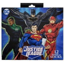 NWB Men  s Justice League 12 Days of Socks Crew Socks SZ Shoe Size 6-12 12 pair