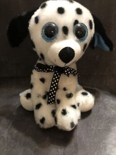 Sitting Dog 12" Dalmatian w/ Large Blue Sparkle Eyes  Polka Dot Bow Puppy Plush