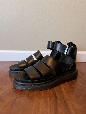 Dr Martens Clarissa II Quad Mono Black Leather Gladiator Sandals