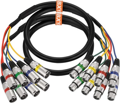 3 Ft XLR Snake Cables 4 Colored, 4-Channel Microphone Patch Cable XLR Male to...