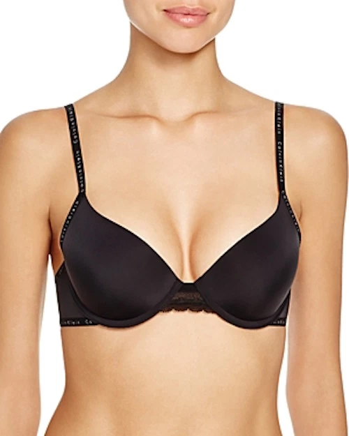 Calvin Klein 1129 Womens Black Signature Modern T-Shirt Bra Size