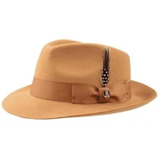 Bruno Capelo Hat Australian Wool Fedora Teardrop Crown Fabio FB230 Camel