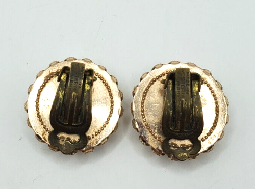 Vintage West Germany Rose Gold Tone Three Dimensional Clip Earrings Stunning - Picture 4 of 6
