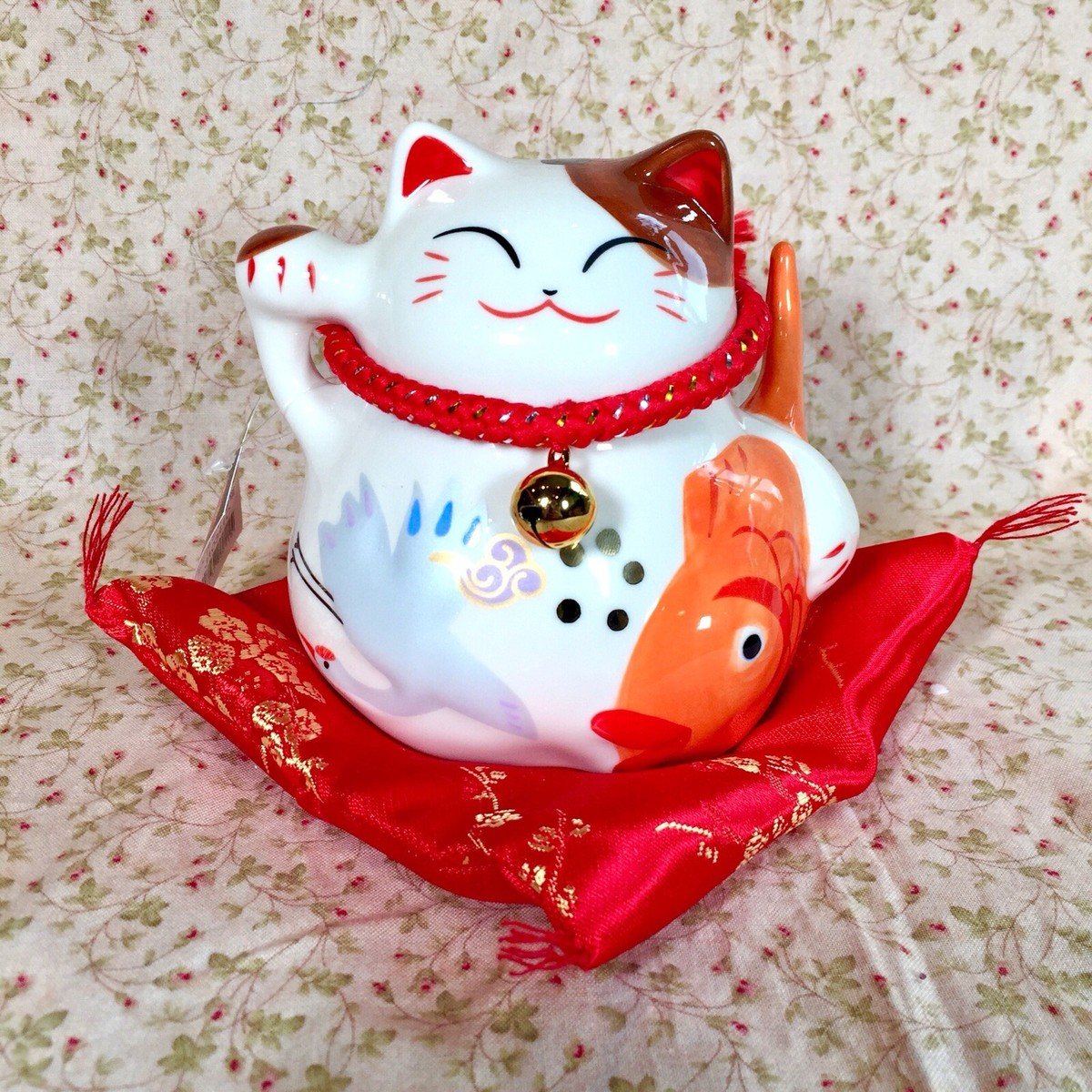 Money Cat Japanese Golden Maneki Neko Porcelain Coin Money Bank