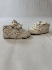 Classic Reebok Infant White Low Top Baby Crib Shoes Size 1 Soft Soles