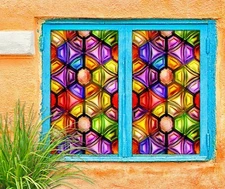 3D Round 328NAO Window Film Print Sticker Cling Stained Glass UV Block Fay