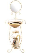 DIE ALTEN WASCHTISCH Ständer Waschtisch Locke mit Spiegel und drei Keramik Graffiti