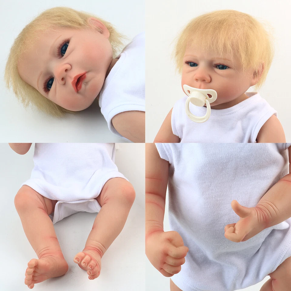Bonecas de vinil macio corpo inteiro silicone realista bebê recém-nascido menino presente de Natal 18 polegadas - Imagem 3 de 4