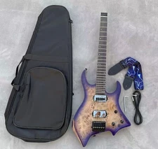 Headless electric guitar 6 strings abalone dots inlays glossy finished guitarra