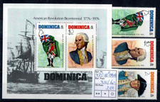 Dominica - Mi. No. 475-480 + Block 35 - 200 Years of Independence USA - MNH