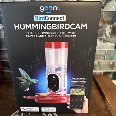 Geeni BirdConnect Smart Hummingbird Feeder Camera AI Bird ID 1080p Solar NEW