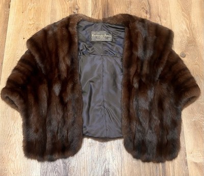 Vintage Frederick James Furs Brown Mink (?) Stole Cape Shawl