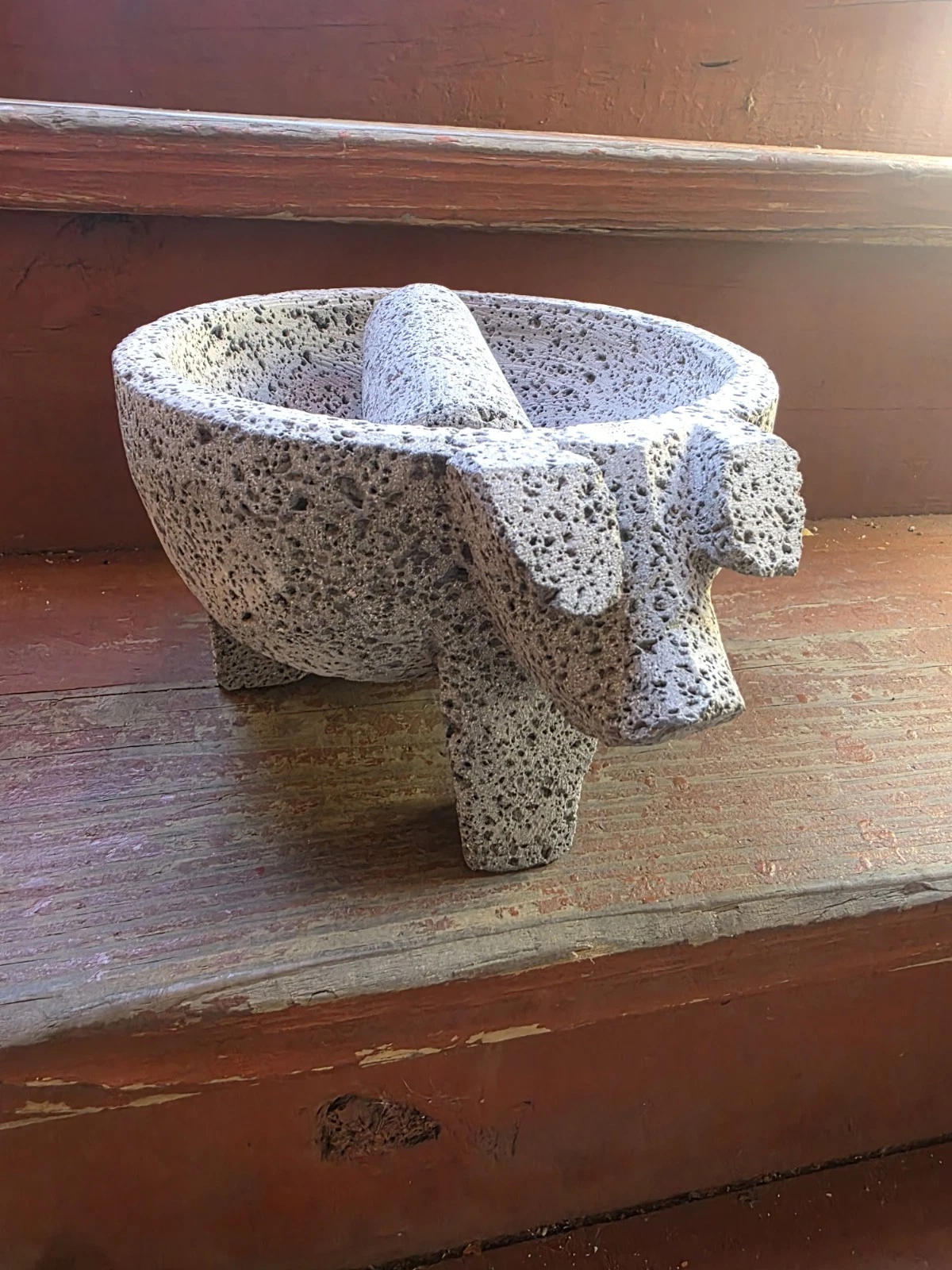 Mexican Molcajete de Piedra Volcánica, Handmade Volcanic Stone Mortar and Pestle