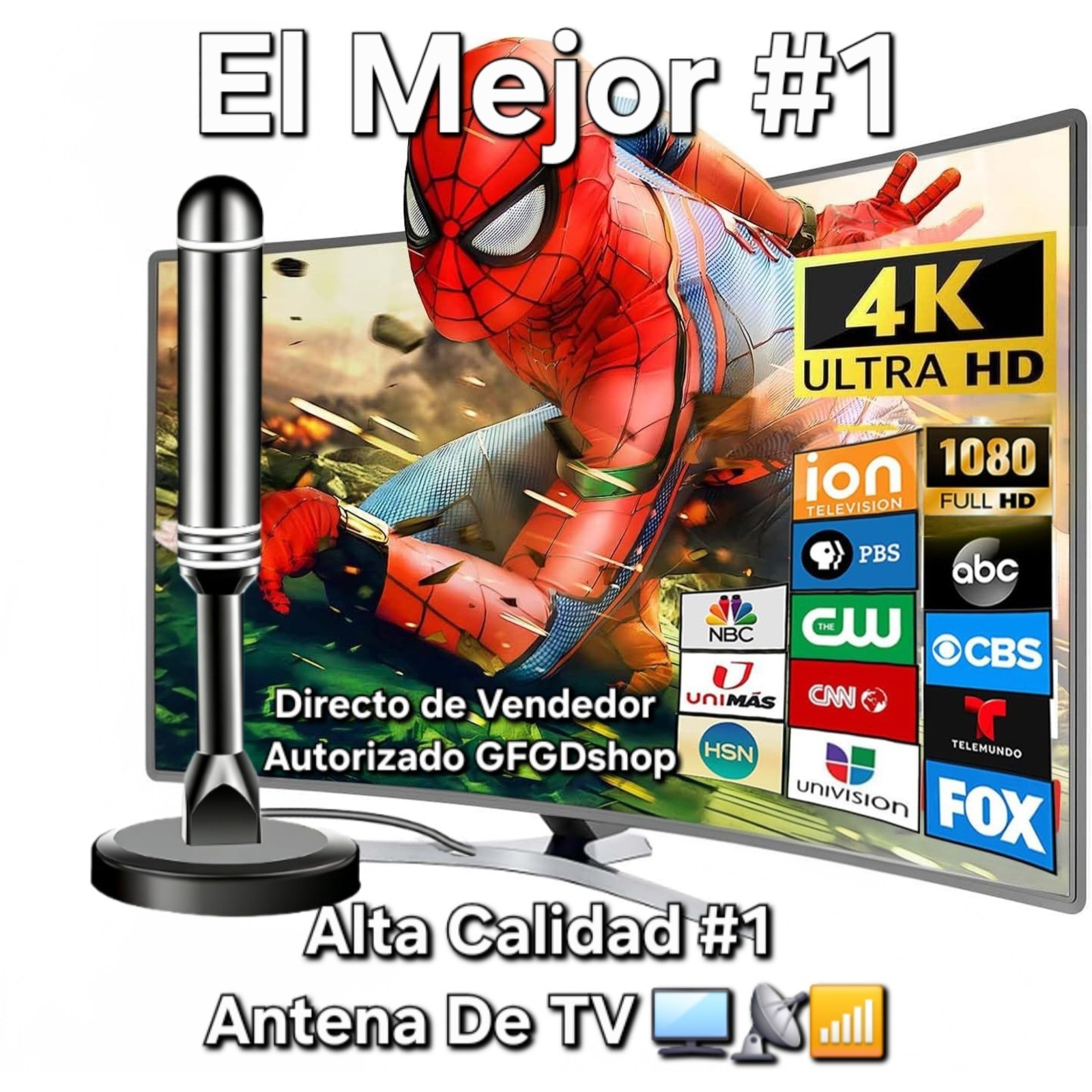 Antena De TV Television Digital Para TV Interior HD Canales Gratuitos 4K 1080P