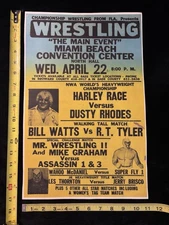 Replica Wrestling Event Poster CWA Harley Race Dusty Rhodes 11x16 Miami Florida
