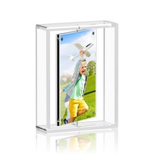 5x7 Acrylic Clear Picture Frame,Rotating Double Sided Magnetic Picture Frames...