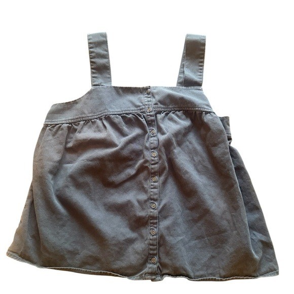 Womens Gray Square Neck Button Front Smocked Back… - image 4