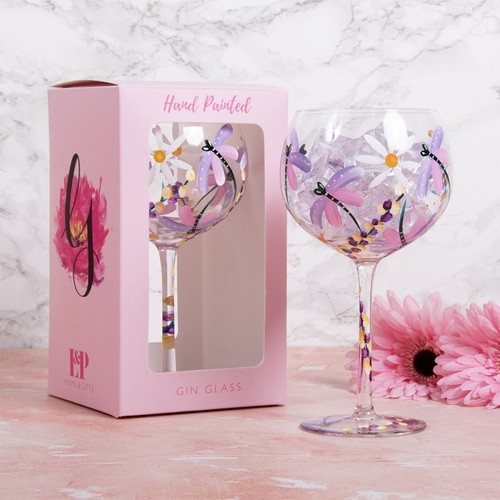 Floral Gin Glass Stem Lynsey Johnstone Dragonflies & Daisies Copa Balloon Wine - Picture 3 of 3