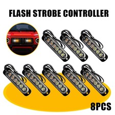 8X Light Strobe Light Flashing Head Grille Amber/White 6-LED Fit Trailer Truck