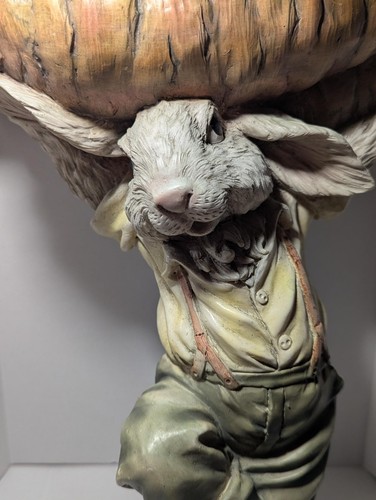 VTG  Chrisdon Bunny Rabbit Wall Shelf Corbel 14” Hand Painted READ 26.4.19-3