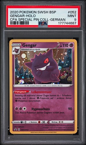 Pokemon Gengar Holo Promo SWSH052 German 2020 PSA 9 Mint Graded Trading Card