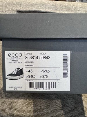 Ecco Men s Street Ace Sneaker Steel Grey Size EU43 US9-9.5
