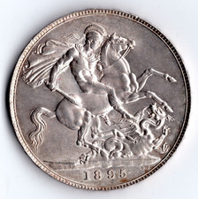 1895 LIX Queen Victoria Silver Crown. UNC