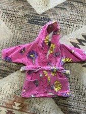 Frette Toddler 2/3 Small Pink Floral Hooded Robe Mouse and Flowers