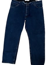 Wrangler Premium Quality Men's Dark Wash Blue Denim Straight Stretch Jeans