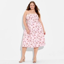 Wild Fable Women's Fit and Flare Strapless Midi A-Line Dress Sleeveless