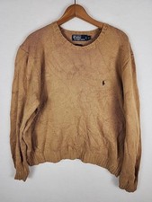 90s VTG Polo Ralph Lauren Men's Knit Sweater Size XL Brown 100 Cotton Preppy