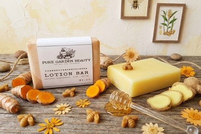 Pure Garden Beauty Natural Ingredients Turmeric Honey Ginger Lotion Bar 3 oz