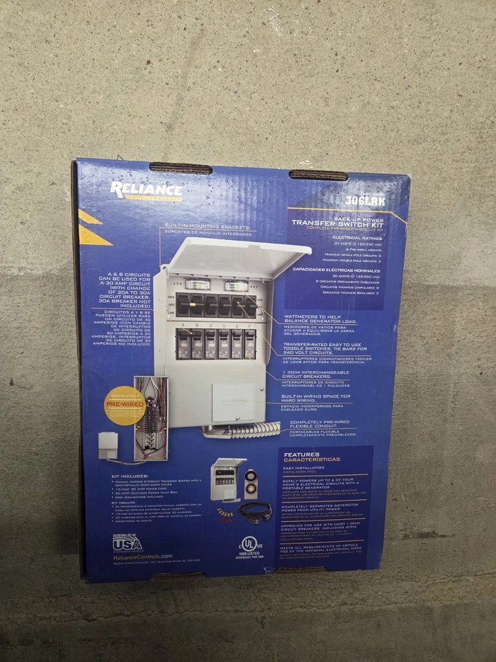 Kit de interruptor de transferencia manual Reliance Back-Up Power 30 amperios ProTran 2 306LRK Foto 2 de 2
