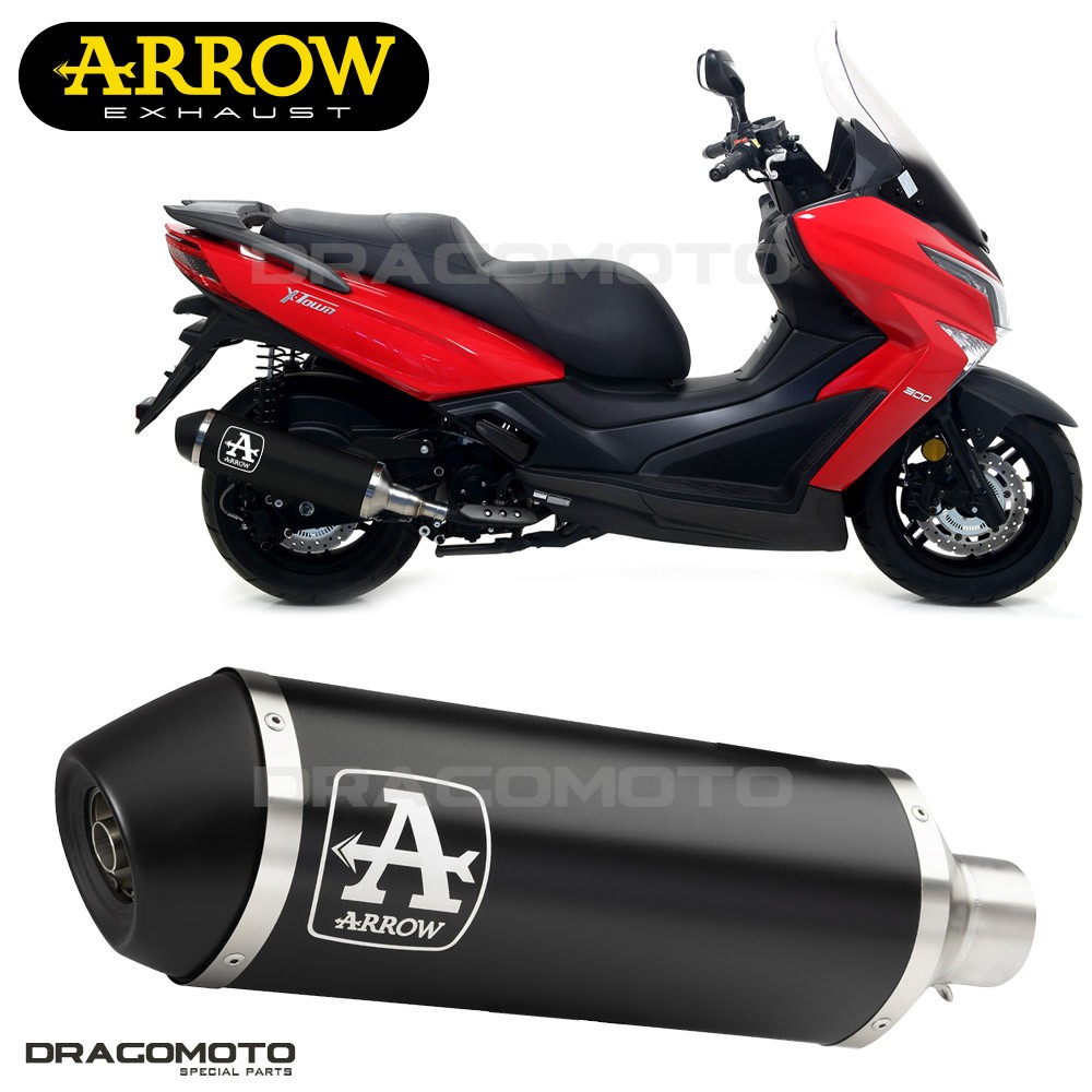 Silencieux ARROW noir idéal pour le trajet urbain quotidien en scooter KYMCO X-TOWN 300 2018