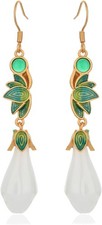 Lotus Flower Jade Earrings for Women Long Jade tassel Dangle Drop Earrings S925