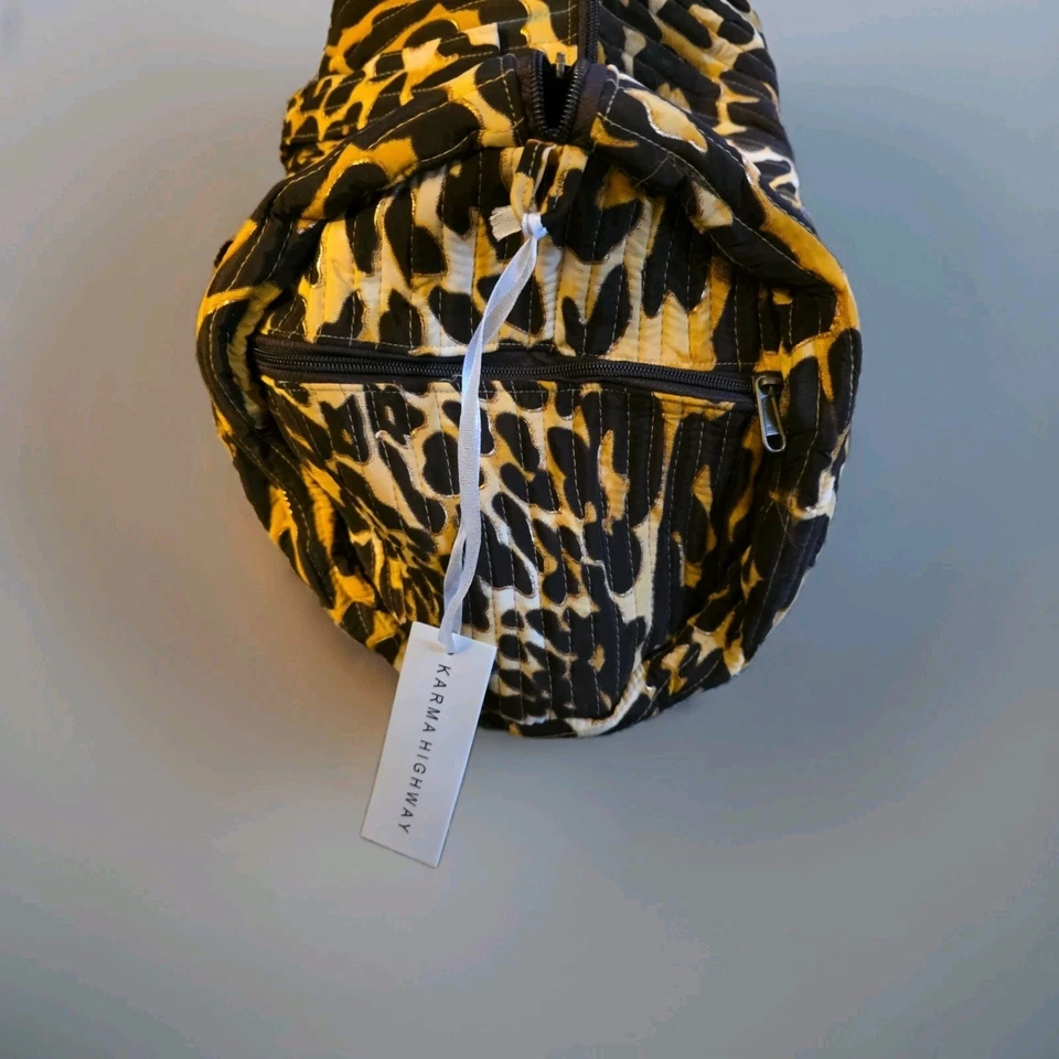 Bolso de Lona Grande KARMA HIGHWAY Viaje Fin de Semana Gimnasio -BoHo Estampado Leopardo NUEVO CON ETIQUETAS OC Foto 3 de 4