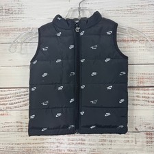 Nike Kids Black White logo size 18 month full zip unisex Puffer Vest