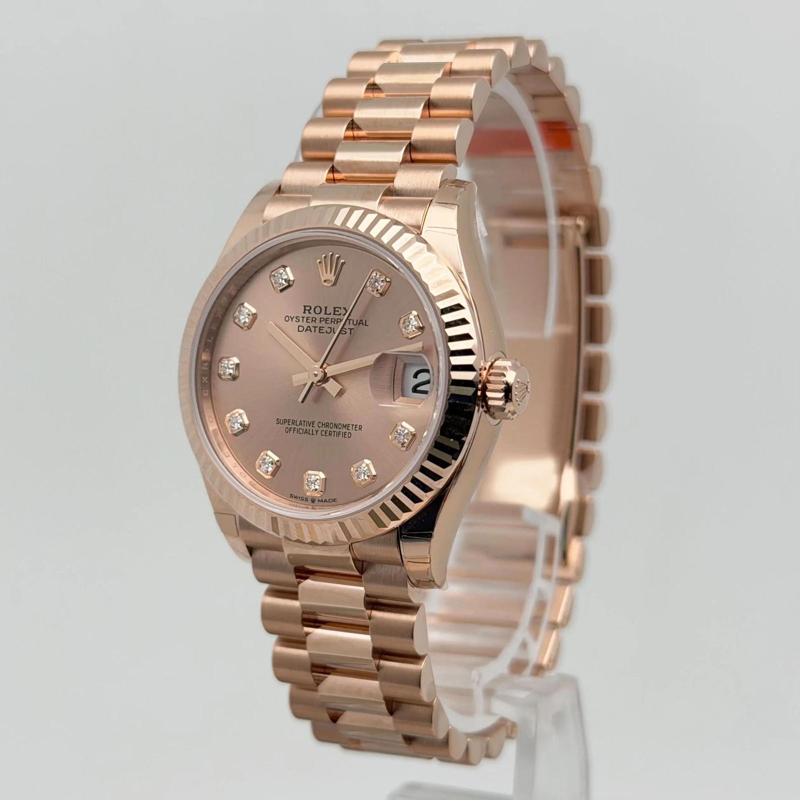 Rolex Datejust 31 President 18K Rose Gold Pink Diamond Dial Watch 278275 image 2