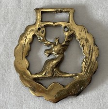 Vintage Antler Deer Horse Brass with Gett 63g, 7x8cm #HM1