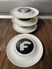 4X White Floating Center Caps Wheels XL Hubcap Rim Emblem For Forgiato White F