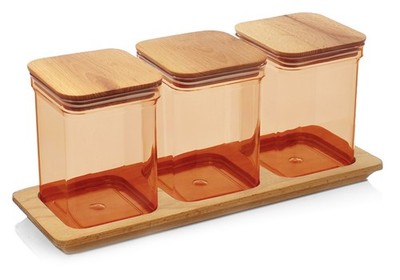 Lashuma Vorratsdosen 3er Set 1000ml eckig Küchendosen mit Bambusdeckel