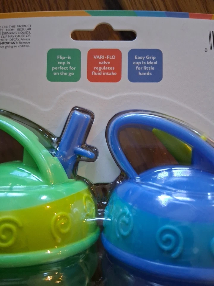 Nuby 2 упаковки без проливов легкий захват мягкий носик чашки 10 унций синий и зеленый 12 + M - Изображение 3 из 3