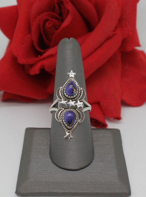 Sterling Silver NWOT Purple Turquoise 6.4g Ring Size 9 CAT RESCUE