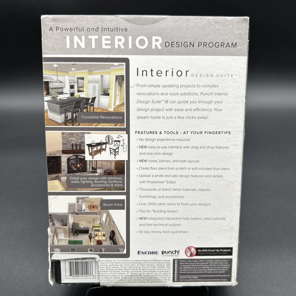 Interior Design Suite Version 18 by Punch! Software PC DVD-ROM New/Sealed - Image 3 of 3