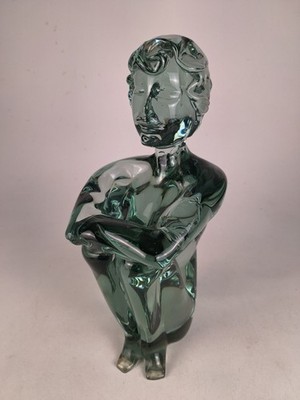 Large Murano Glass Sculpture of a Sitting Boy or Man by Loredano Rosin - 13''